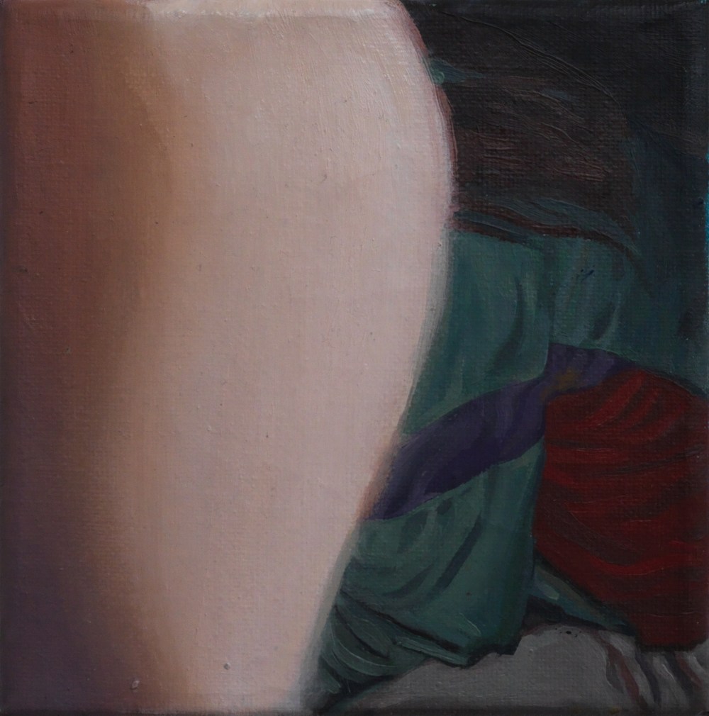 Hidden Luisa, huile sur toile, 15x15 cm, 2018, © GALERIE CHLOE SALGADO et Julian Simon